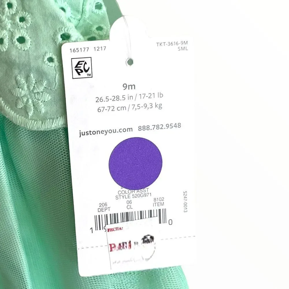 CARTER’S Just One You | Mint Green | EYELET TULLE OVERLAY DRESS